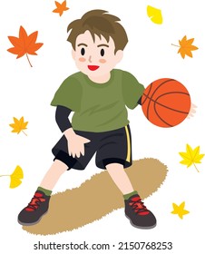 The boy who plays basketball in the autumn of sports