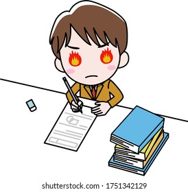 A boy who studies hard.
