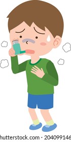 A boy who suffers from asthma and uses an inhaler