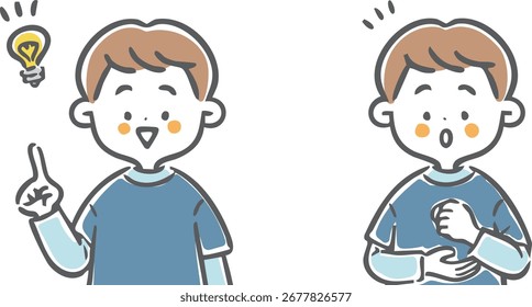 Boy who understands, upper body, vector