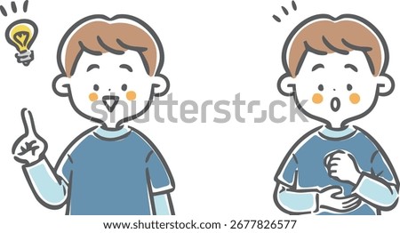 Boy who understands, upper body, vector