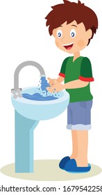 Boy who is washing his hands