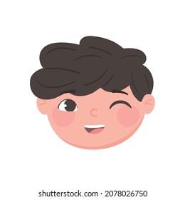 boy wink face icon flat