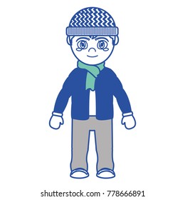 Boy with winter cloth design