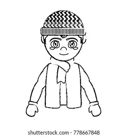 Boy with winter cloth design