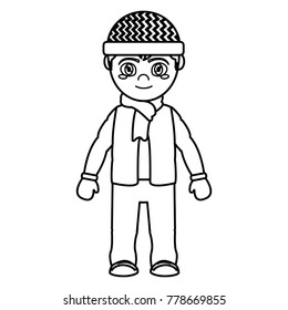 Boy with winter cloth design