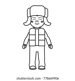 Boy with winter cloth design