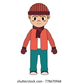 Boy with winter cloth design
