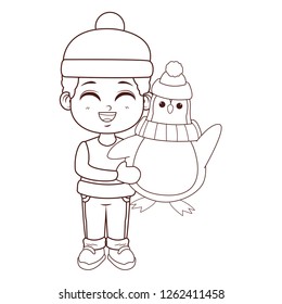 Boy with winter clothes cartoon