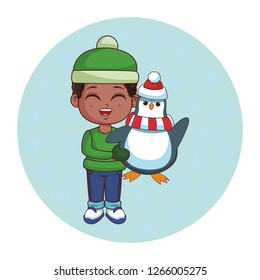 Boy with winter clothes cartoon