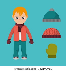 boy with winter clothes to cold weather