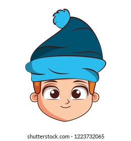 Boy with winter hat cartoon