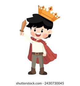 boy with a wooden sword and a cape
