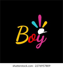 Diseño de palabras de chico, con ese símbolo en la letra Y. Etiqueta para tu diseño. Grabación vectorial para bolsas, pegatinas, camisetas, afiches, tarjetas, pancartas.