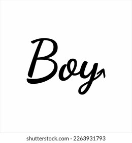 Boy word design with male gender symbol on letter O. Can be used for t-shirt design and cafe decoration.