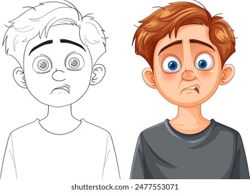 A boy with a worried expression