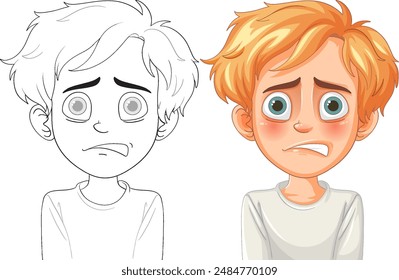 A boy with a worried expression