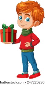 A boy with a wrapped present