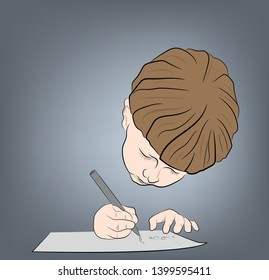 boy writes a letter. vector illustration.