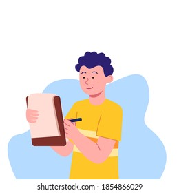 Boy Writing Concept Flat Illustration