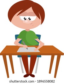 Junge Schreiben, Illustration, Vektorgrafik auf weißem Hintergrund