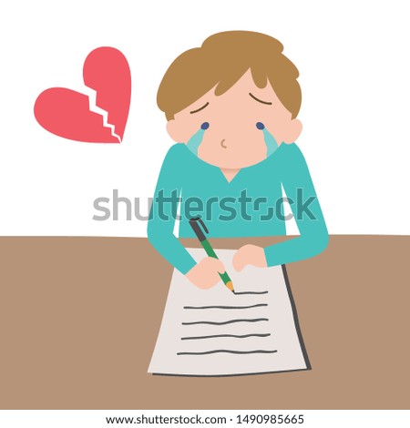 A boy is writing a will in despair.