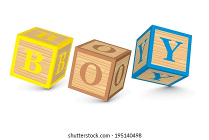 BOY written with alphabet blocks - vector illustration