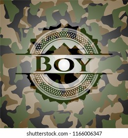 Boy written on a camo texture