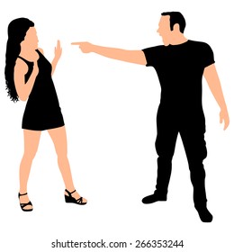 Boy yelling at his girlfriend, vector 