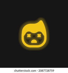 Boy yellow glowing neon icon
