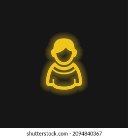 Junge gelbe leuchtende Neonsymbol