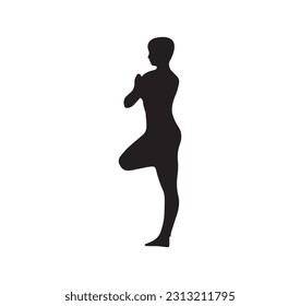 A boy in yoga position silhouette vector art