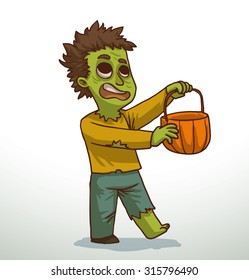 Boy in Zombie costume for Halloween, vector