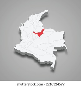 Boyaca region location within Colombia 3d isometric map