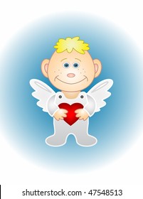 Boy-angel with heart