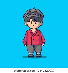 boyband chibi cute character vector editable
