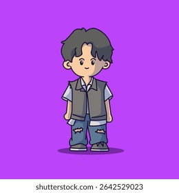 boyband chibi cute character vector editable