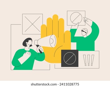 Boycott abstract concept vector illustration. Political program, consumer activism, collective behavior, cancel culture, moral purchasing, solidarity action, public protest abstract metaphor.