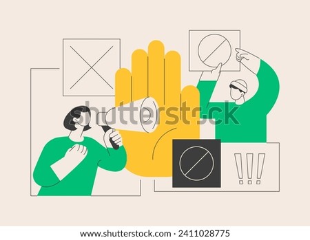 Boycott abstract concept vector illustration. Political program, consumer activism, collective behavior, cancel culture, moral purchasing, solidarity action, public protest abstract metaphor.