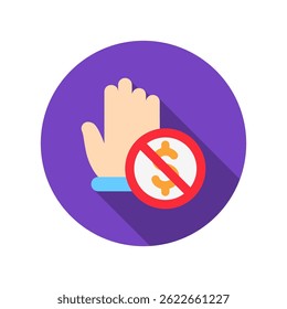 Boycott Action mini illustration rounded flat color icon, use for trade wars, economy, business, finance, economic competition, UI, UX kit, app and web development, digital or print.