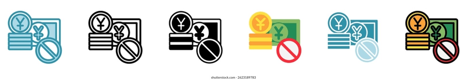 Boycott Action multi style, mini illustration icon set. outline, flat, glyph, line color. vector for UI, UX, app, web, digital or print, related to trade war, economic competition, business, finance.