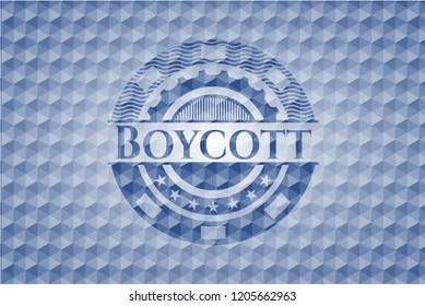 Boycott blue polygonal badge.