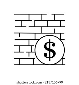 Boycott, Business War, Trade War Icon Set In Thin Line Style. Dollar And Wall