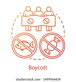 Boycott concept icon. Public demonstration, product restriction, consumer activism idea thin line illustration. Protesters, activists with banner vector isolated outline drawing. Business sanctions