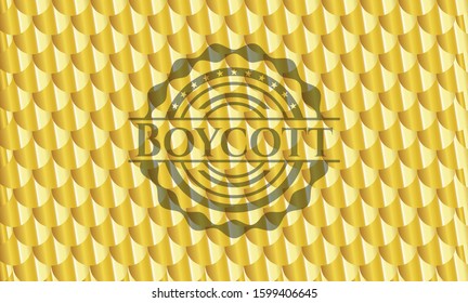 Boycott gold badge. Scales pattern. Vector Illustration. Detailed.