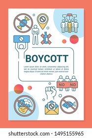 Boycott poster template layout. Voluntary food abstention banner, booklet, leaflet print design with linear icons. Hunger strike vector brochure page layouts for magazines, advertising flyers