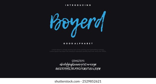 Boyerd rough abstract digital alphabet font typography. Bold Condensed Display Font. Vector illustration