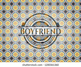Boyfriend arabic badge. Arabesque decoration.