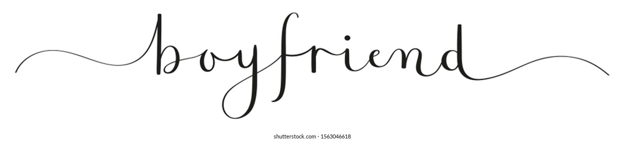 BOYFRIEND black vector brush calligraphy banner with swashes