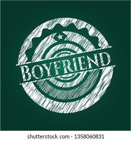 Boyfriend chalkboard emblem on black board